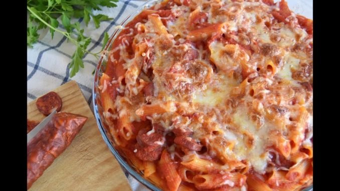 Macarrones con chorizo - Recetas de pastas
